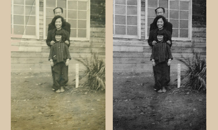 photo reseration before and after, japanese family